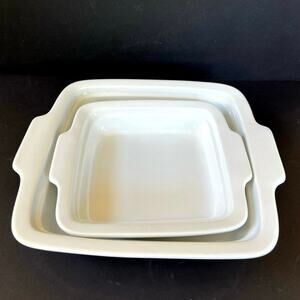 Emile Henry Porcelaine France white backing dishes